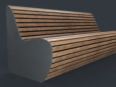 Modern Outdoor Bench 18 PBR Game Ready Low-poly 3D model