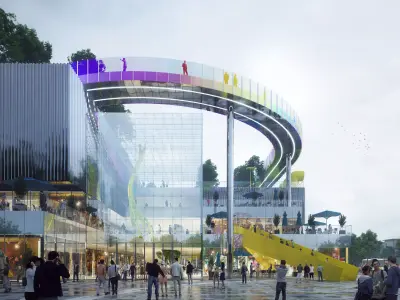 Rooftop Park Retail Complex with Elevated Running Loop 3D model