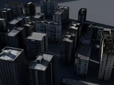 Photo Based Generic Ukraine buildings Low-poly 3D model