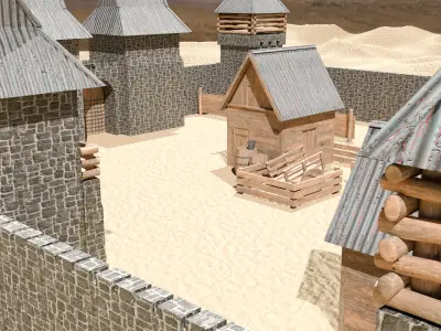 Medieval Desert Stronghold Low-poly 3D model