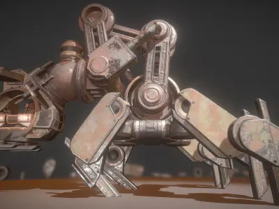 The Walking Mech Neck Rusty Version Low-poly 3D model