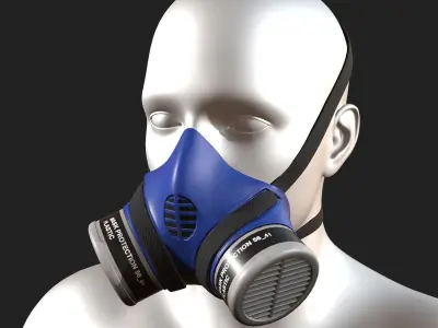 Gas mask helmet safety plastic studio mask  Low-poly 3D model
