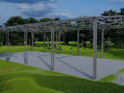 Metal Truss Shed 3D model