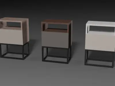 A set of modern bedside tables Low-poly 3D model