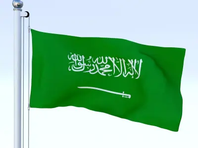 Animated Saudi Arabia Flag Low-poly 3D model