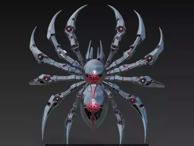 Cyber Arachnid Mecha Collection - Futuristic Robotic Spider Set 3D Model Pack