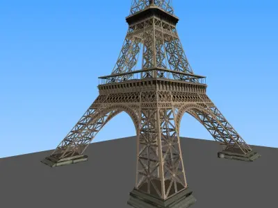 Simple low-poly Eiffel Tower Paris Low-poly 3D model