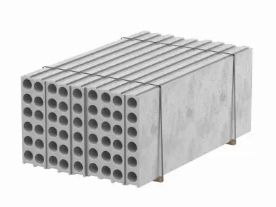 Stacked Concrete Slabs On Wood Planks 3D model