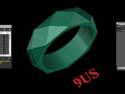 Light Gold Diamond Men Ring 2MR096 3D model