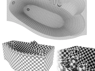 Aquanet Palma bathtub with Kludi MX mixer 3D model