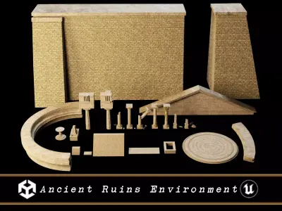 Ancient Ruins - Modular Structures Low-poly 3D model