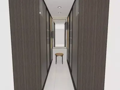 WARDROBE hallway with two doors and bench Low-poly 3D model