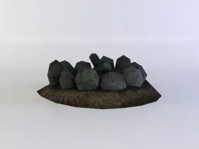 Fire pit Low-poly 3D model