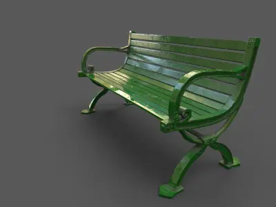 Street Bench Low-poly 3D model