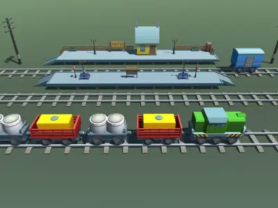 Toy Train Mobile Low-poly 3D model