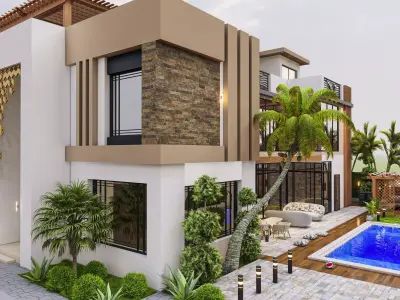 modern villa design 3D model