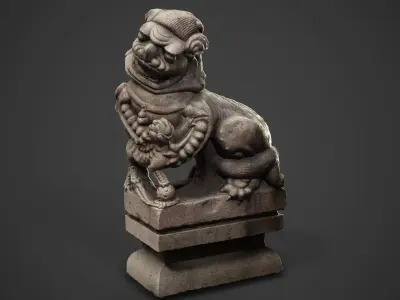 Chinese ancient Lion Sculpture  Low-poly 3D model