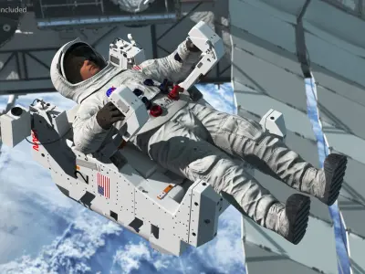  NASA Astronaut in Spacesuit A7L with Jetpack Rigged 