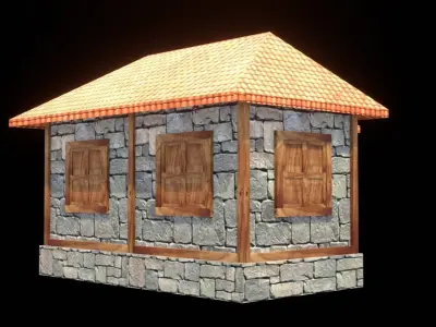 medieval house low poly village town residential game ready 6 Low-poly 3D model