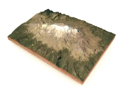  Mountain landscape Iztaccihuatl Volcano Central Mexico 5286 m  Low-poly 3D model