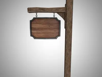 Medieval signboard Low-poly 3D model purchase