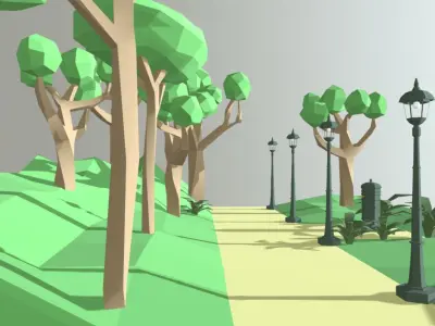 Low-poly Park Scene Low-poly 3D model