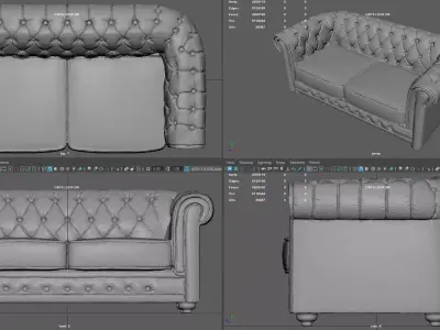Detailed Vintage Chesterfield Sofa Miniature for 3D Printing   3D print model