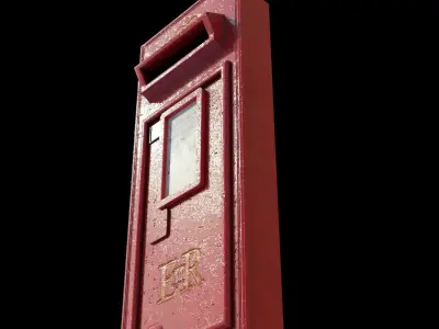 Red post office box Low-poly 3D model