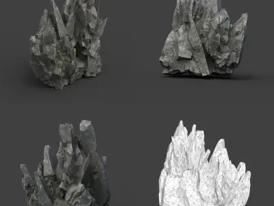 Spiky Black Rock 220616  Low-poly 3D model