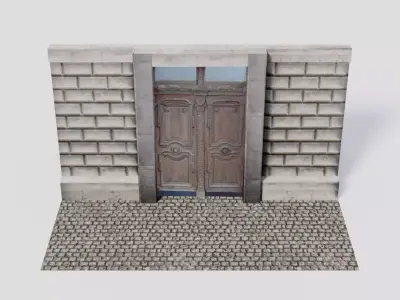 Old wood door Low-poly 3D model 2