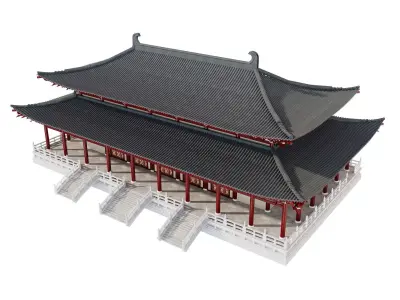 Japanese Temple Hall 3D model