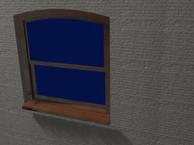 Sashed Window in a Brick wall 3D model