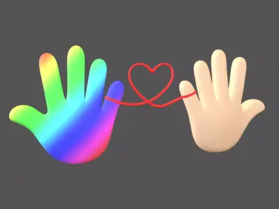 Hand with Red Line Icon v1 039 Low-poly 3D model