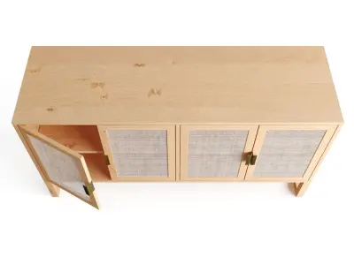 Wooden Rattan Sideboard Cabinet 3D model