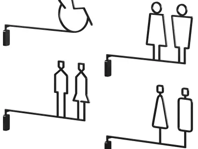 Restroom Directional Door Signs 4 3D model