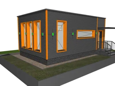 a container style building 3D model
