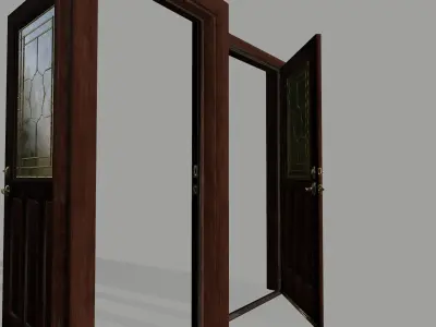 door 1 pair of wooden doors Low-poly 3D model