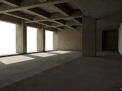 Brutalist VR Room Low-poly 3D model