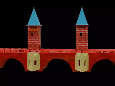 Low poly bridge 3D model