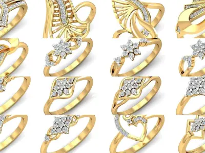 128 Women light weight ring 3dm stl render detail 3D print model 3D Model Pack