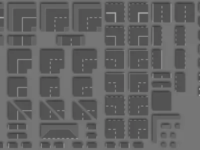 Set of roads Low-poly 3D model