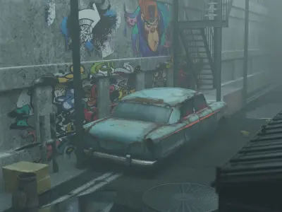 Old 3D Street Made With Blender 3D model