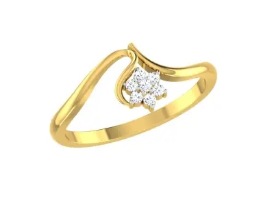 Solitaire Engagement Wedding Bypass Ring  3D print model