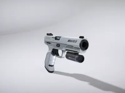 Futuristic Smart Pistol with Cyber Aesthetic Low-poly 3D model