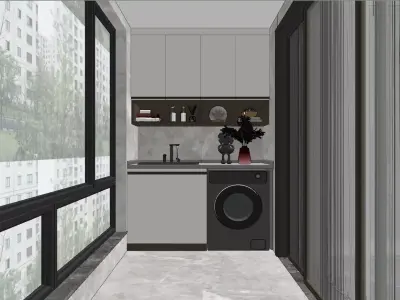  modern-style balcony scenes Free 3D model