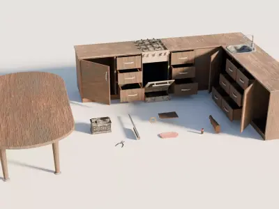 Props pack - mid-poly low-poly game-ready models Low-poly 3D model