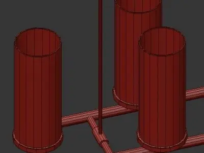 SL033 six light chandelier in gold with glass cylinders 3D model