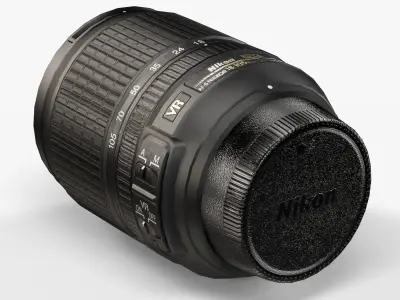 Nikon AF-S DX Nikkor 18-105mm f 3-5 5-6G ED VR Lens Low-poly 3D model