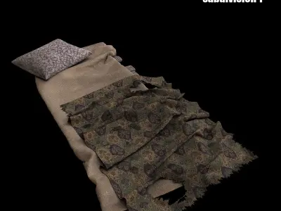 old sunbed on woods 3D model