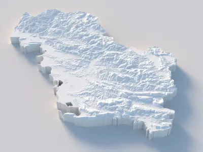 Albania Terrain Map Low-poly 3D model